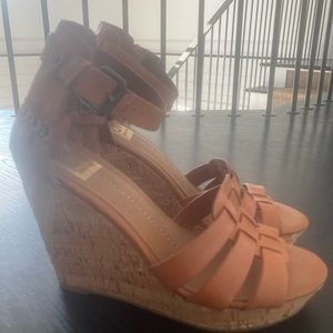 Dolce Vita wedge sandal 4.5 “ heel color: camel material: leather